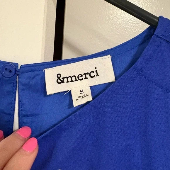 Blue Floral Embroidered Tiered Midi Dress with Ruffle Detail - Picture 4 of 7